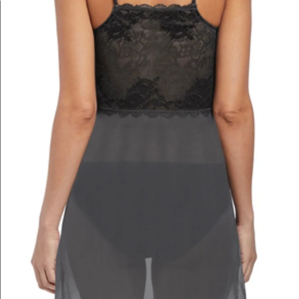 NWT‎ WACOAL LACE PERFECTION Chemise Charcoal
